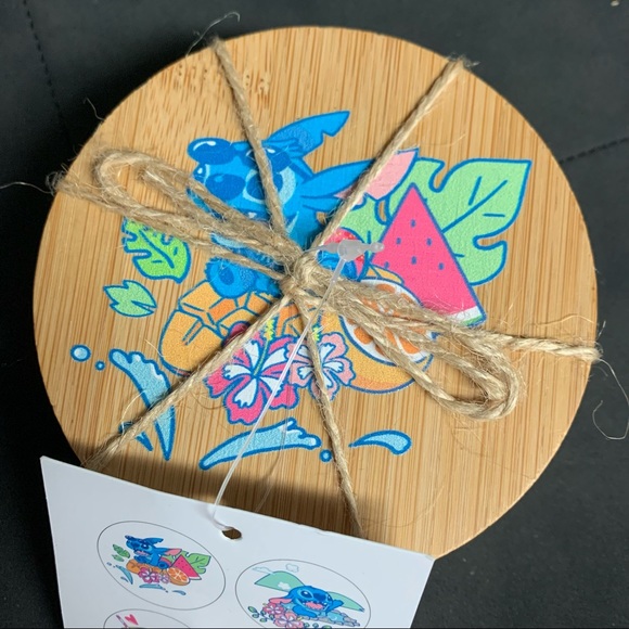 DISNEY LILO & STITCH BAMBOO COASTERS 4 PC. SET! Cute Colorful Tropical Boba Tea - Picture 5 of 6